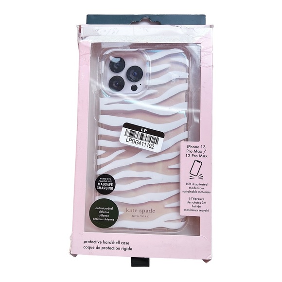 KATE SPADE NEW YORK HARD CASE IPHONE 13 PRO MAX/12 PROMAX - WHITE ZEBRA - Picture 2 of 2